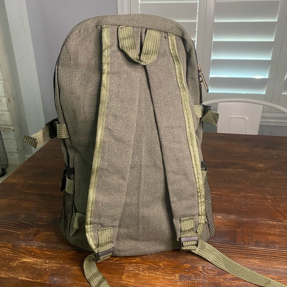 Green Canvas Tactical Backpack / For Student, Commuting, Hiking, & Traveling - Picture 7 of 7
